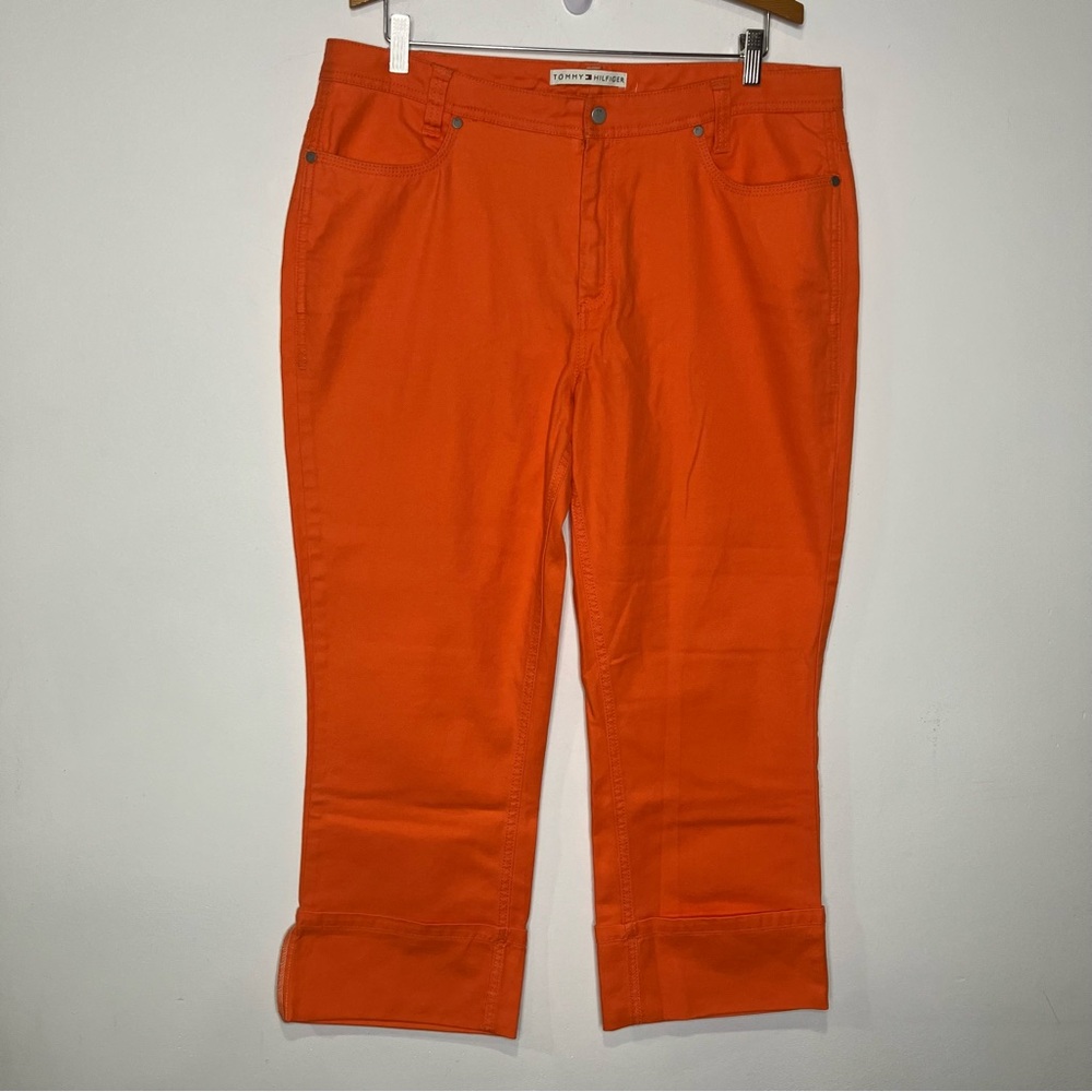 Tommy Hilfiger orange cuffed jeans capris women’s size 16 bright casual artistic